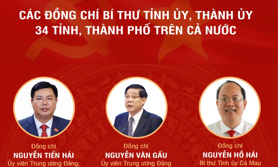 [Infographic] Các đồng chí Bí thư Tỉnh ủy, Thành ủy 34 tỉnh, thành phố trên cả nước
