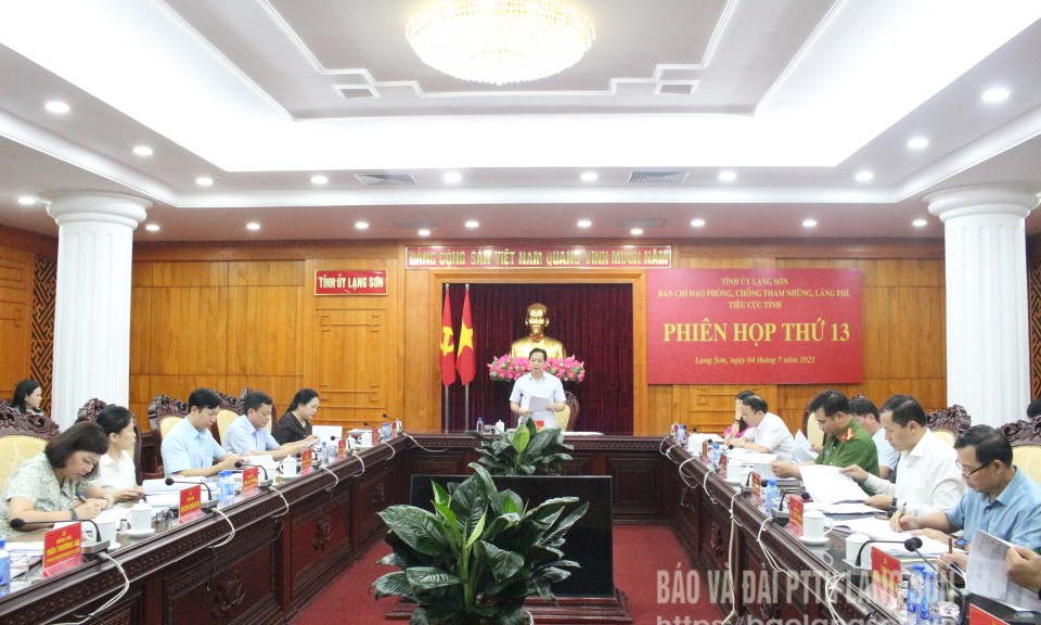 Phiên họp thứ 13 Ban Chỉ đạo phòng, chống tham nhũng, lãng phí, tiêu cực tỉnh