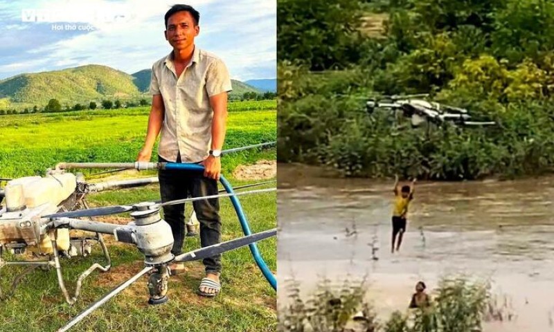 Nông dân lái drone cứu 2 em nhỏ giữa dòng nước xiết: 'Máy bay có thể mua, người không thể sống lại'