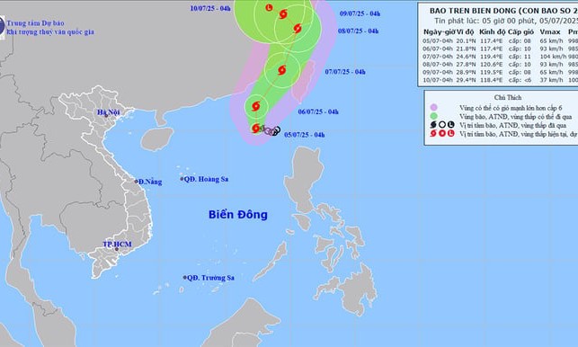 Bão số 2 hình thành trên Biển Đông, miền Bắc nước ta sắp mưa lớn trở lại