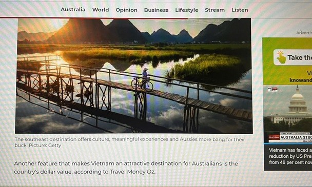 Việt Nam là điểm được ưa thích hàng đầu của du khách Australia