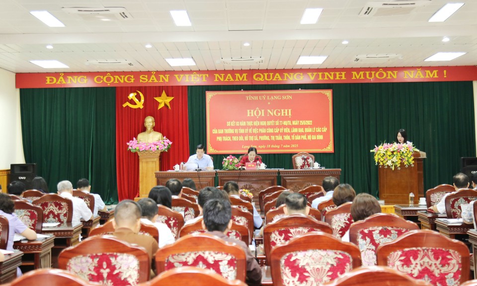 Tỉnh ủy Lạng Sơn sơ kết 3 năm thực hiện Nghị quyết 77-NQ/TU