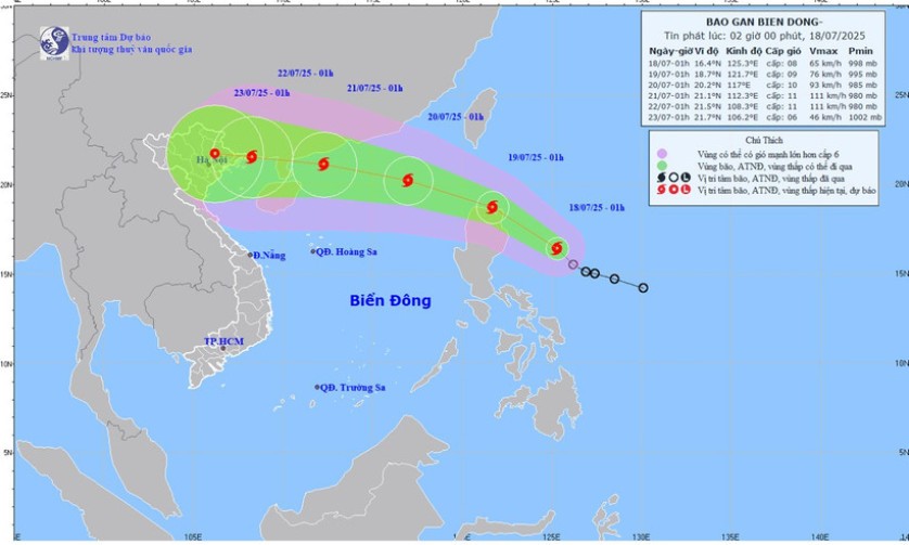 Áp thấp nhiệt đới mạnh lên thành bão số 3