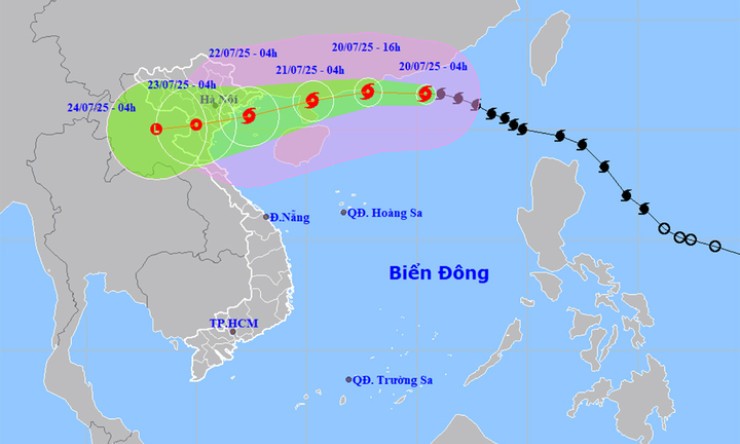 Bão số 3 Wipha giật cấp 14 cách Quảng Ninh - Hải Phòng 830km, gây mưa lớn trên 600mm