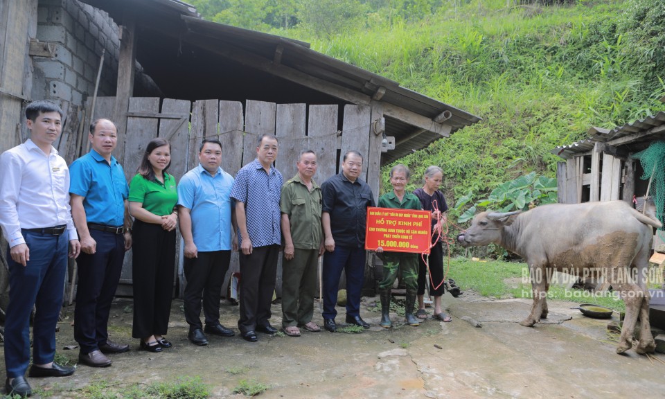 Trao tặng sổ tiết kiệm cho người có công với cách mạng và trâu giống cho thương binh thuộc hộ cận nghèo