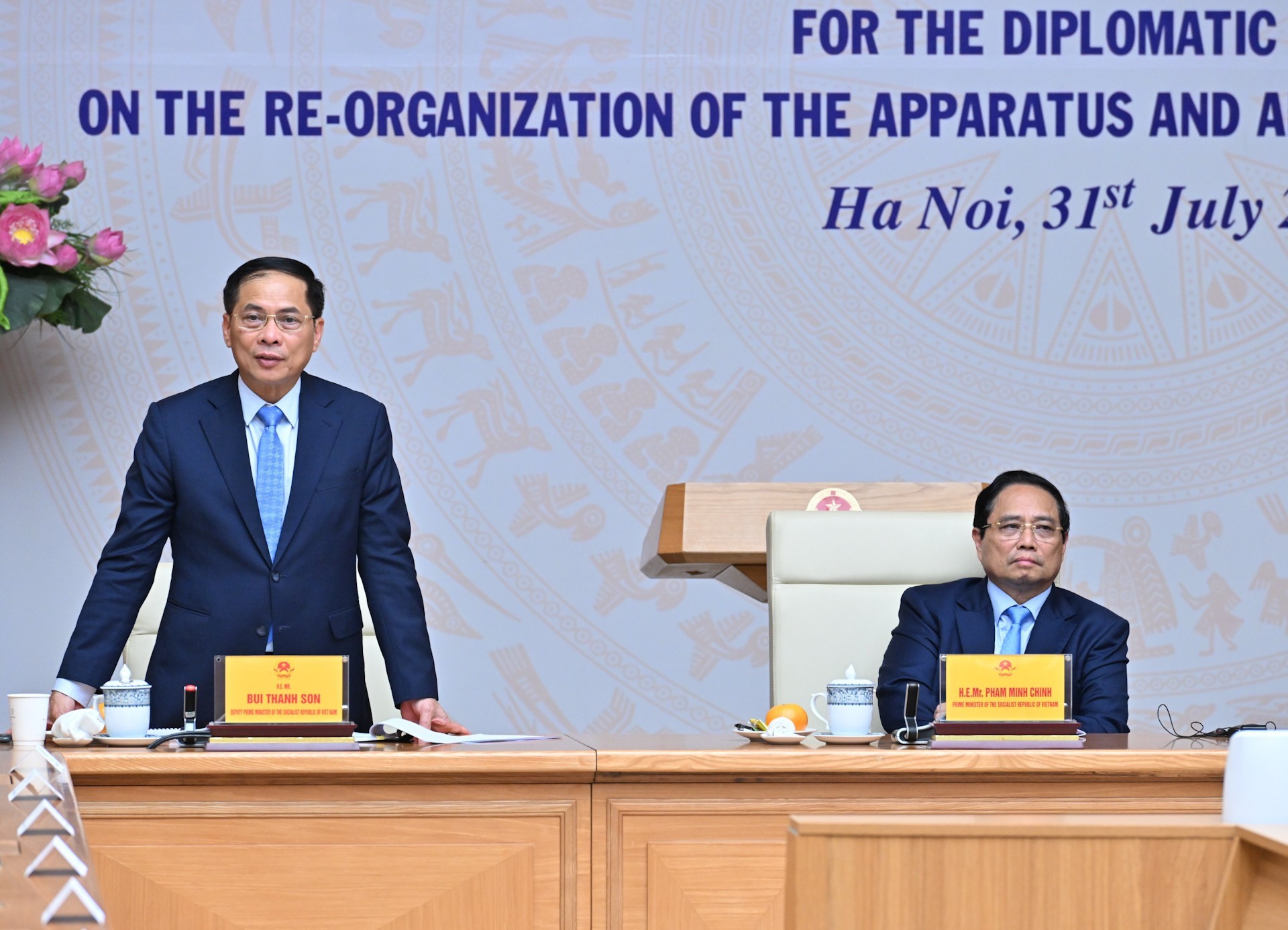 Phó Thủ tướng, Bộ trưởng Ngoại giao Bùi Thanh Sơn phát biểu tại buổi gặp.