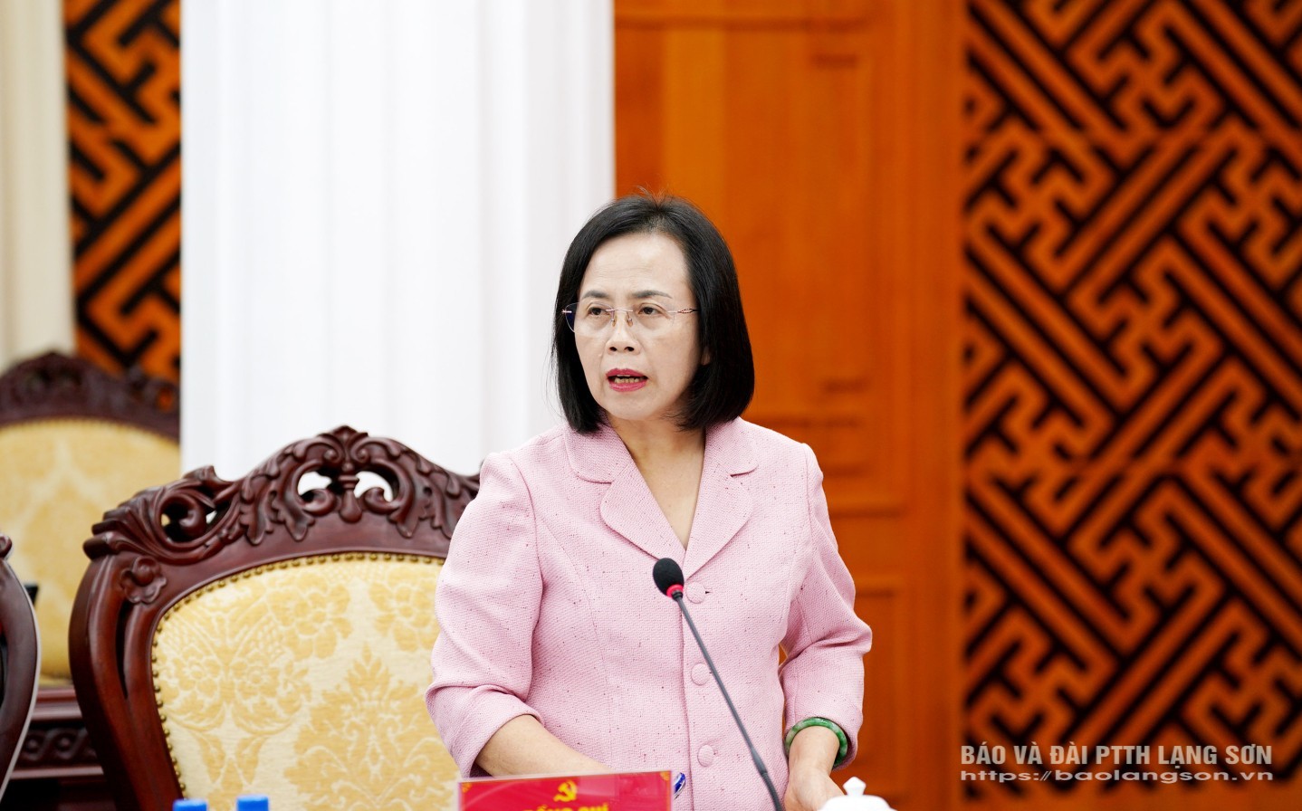 Đồng chí Đoàn Thị Hậu, Phó Bí thư Thường trực Tỉnh ủy, Chủ tịch HĐND tỉnh, Phó Trưởng Ban Thường trực BCĐ phát biểu tại kỳ họp