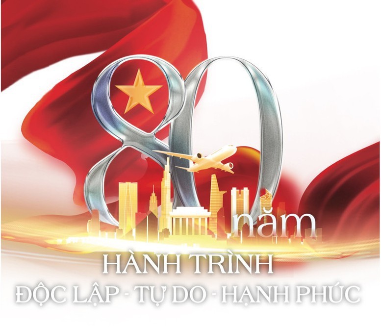Mẫu biểu trưng của Triển lãm Thành tựu Đất nước nhân dịp kỷ niệm 80 năm Ngày Quốc khánh.