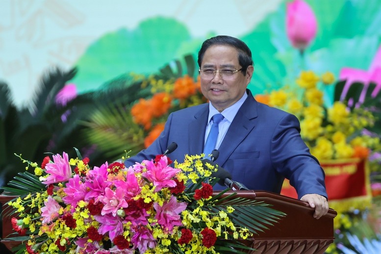 Thủ tướng Chính phủ Phạm Minh Chính dự và phát biểu chỉ đạo Đại hội đại biểu Đảng bộ Tập đoàn Công nghiệp – Năng lượng Quốc gia Việt Nam (Petrovietnam) lần thứ IV nhiệm kỳ 2025 – 2030 - Ảnh: VGP/Nhật Bắc