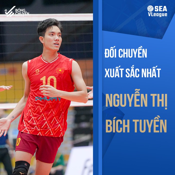 Bích Tuyền được vinh danh là Đối chuyền xuất sắc nhất chặng 1 của SEA V.League 2025 - Ảnh: Bóng chuyền Việt Nam