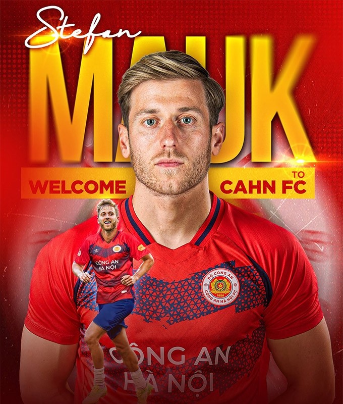 Câu lạc bộ Công an Hà Nội chiêu mộ tiền vệ Stefan Mauk. Ảnh: Fanpage câu lạc bộ Công an Hà Nội