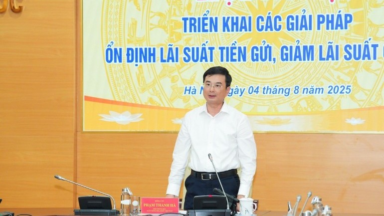 Phó Thống đốc Ngân hàng Nhà nước Phạm Thanh Hà chủ trì hội nghị.