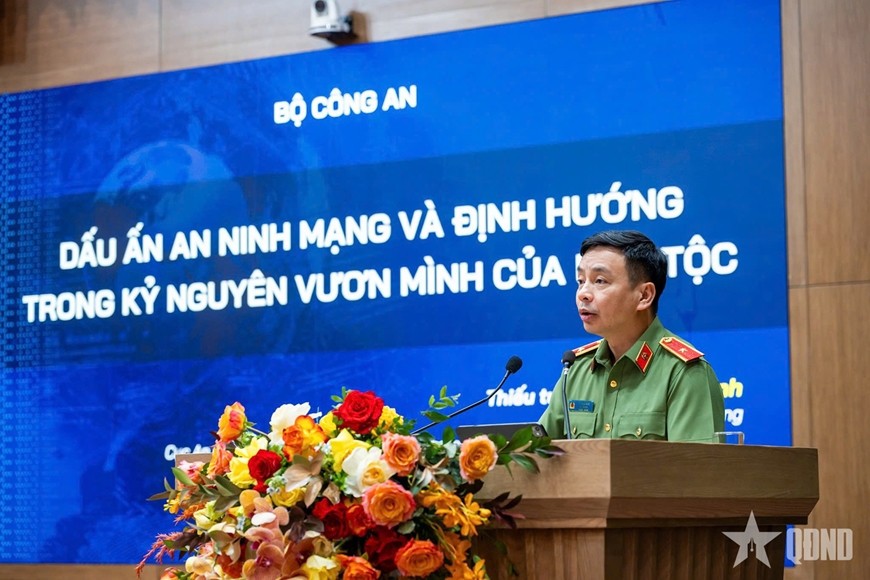 Thiếu tướng Lê Xuân Minh phát biểu tại sự kiện.
