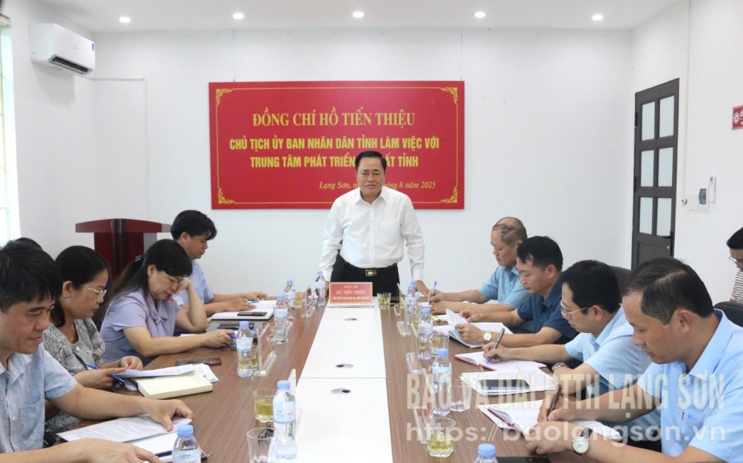 Đồng chí Hồ Tiến Thiệu, Phó Bí thư Tỉnh ủy, Chủ tịch UBND tỉnh phát biểu kết luận buổi làm việc