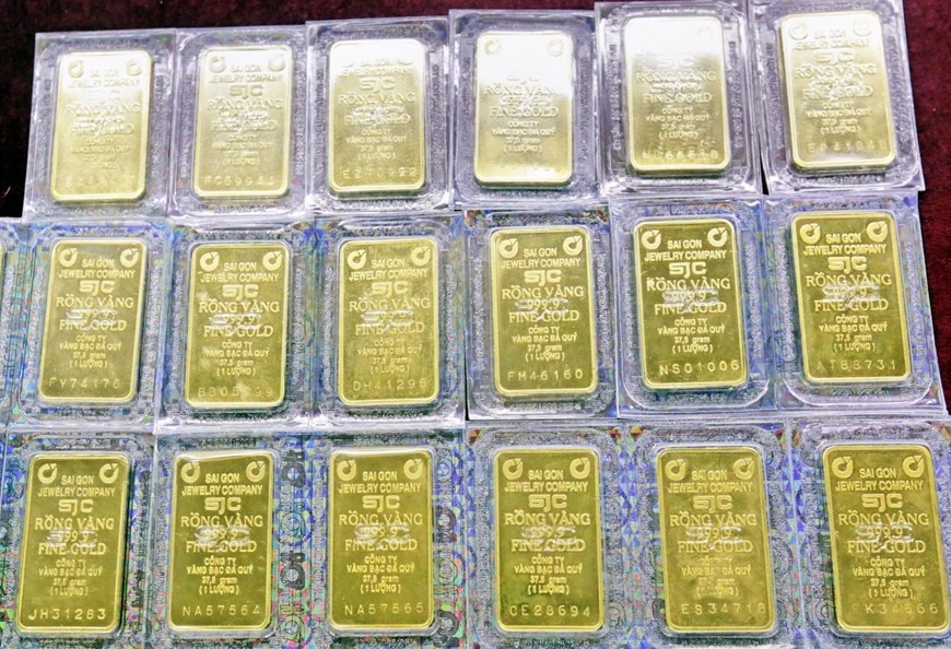 Giá vàng miếng hôm nay tiếp đà tăng ở chiều mua vào. Ảnh: TTXVN