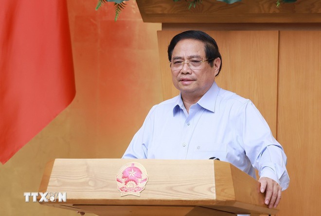 Thủ tướng Phạm Minh Chính chủ trì Phiên họp Chính phủ thường kỳ tháng 7 năm 2025. (Ảnh: Dương Giang/TTXVN)