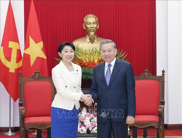 Tổng Bí thư Tô Lâm tiếp bà Obuchi Yuko, Hạ nghị sĩ Quốc hội Nhật Bản, Chủ tịch Liên minh Nghị sĩ hữu nghị Nhật - Việt - Ảnh: TTXVN
