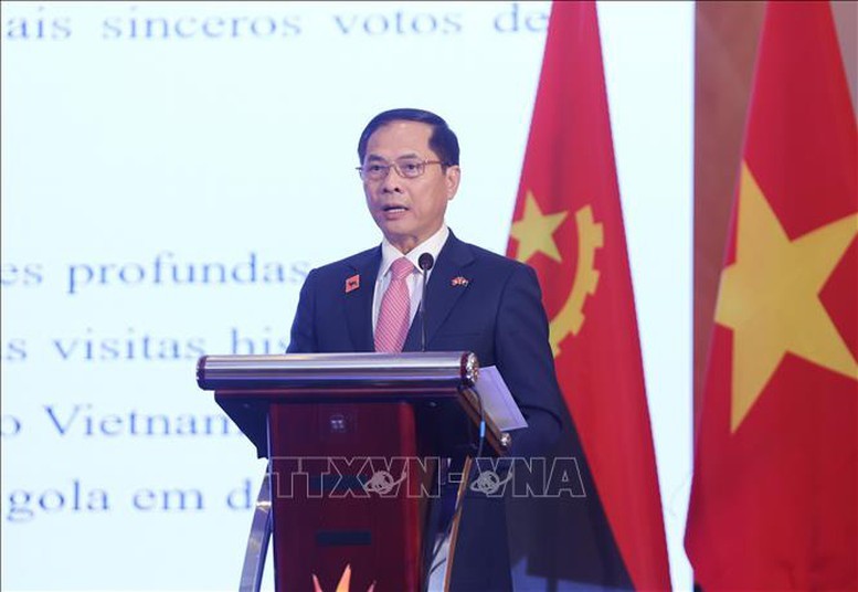 Phó Thủ tướng, Bộ trưởng Bộ Ngoại giao Bùi Thanh Sơn phát biểu chúc mừng kỷ niệm 50 năm thiết lập quan hệ ngoại giao Việt Nam – Angola
