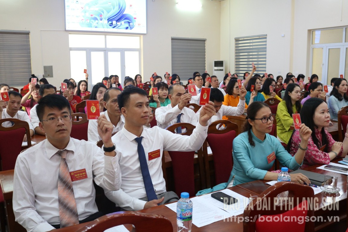 Các đại biểu biểu quyết thông qua Nghị quyết Đại hội Đảng bộ Sở Nội vụ nhiệm kỳ 2025-2030