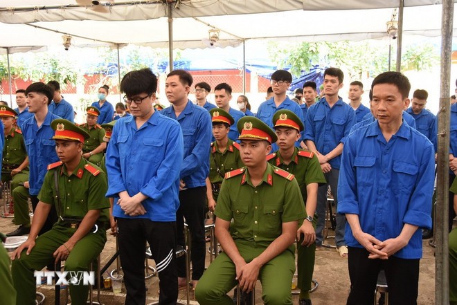 Các bị cáo tại phiên tòa. (Ảnh: TTXVN phát)