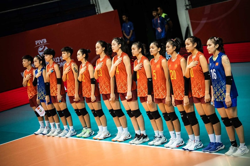 Các tuyển thủ U21 nữ bóng chuyền Việt Nam tại Giải bóng chuyền U21 nữ vô địch thế giới 2025. Ảnh: World Volleyball 