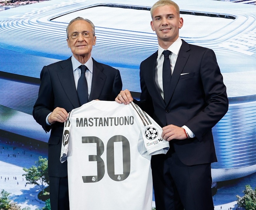 Real công bố tân binh Franco Mastantuono. Ảnh: Real Madrid FC