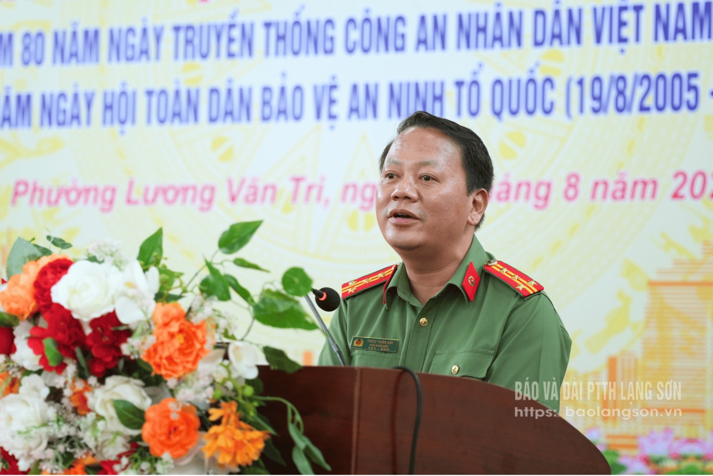 Lãnh đạo Công an tỉnh phát biểu tại ngày hội