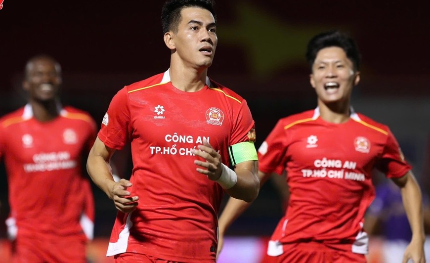 Tiến Linh mở tỷ số cho CLB Công an TP Hồ Chí Minh trước Hà Nội FC. Ảnh: CLB Công an TP Hồ Chí Minh