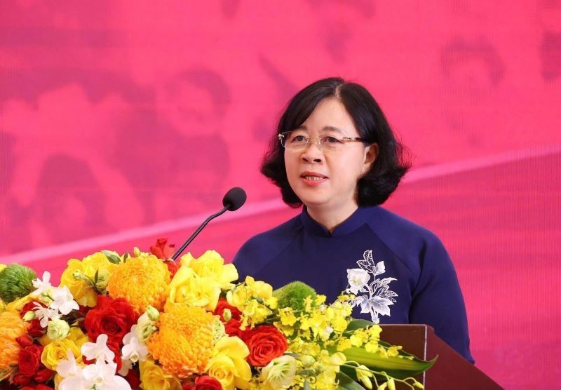 Đồng chí Bùi Thị Minh Hoài, Ủy viên Bộ Chính trị, Bí thư Thành ủy Hà Nội, Trưởng Đoàn đại biểu Quốc hội thành phố Hà Nội.