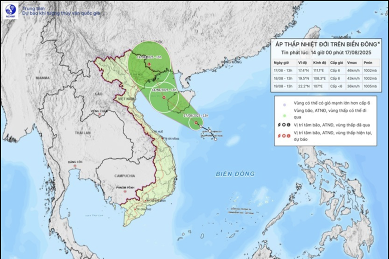Vùng biển phía Tây khu vực Bắc Biển Đông (bao gồm vùng biển đặc khu Hoàng Sa) có mưa dông và gió mạnh cấp 6-7, giật cấp 8-9, sóng biển cao 2,0-3,5m, biển động mạnh