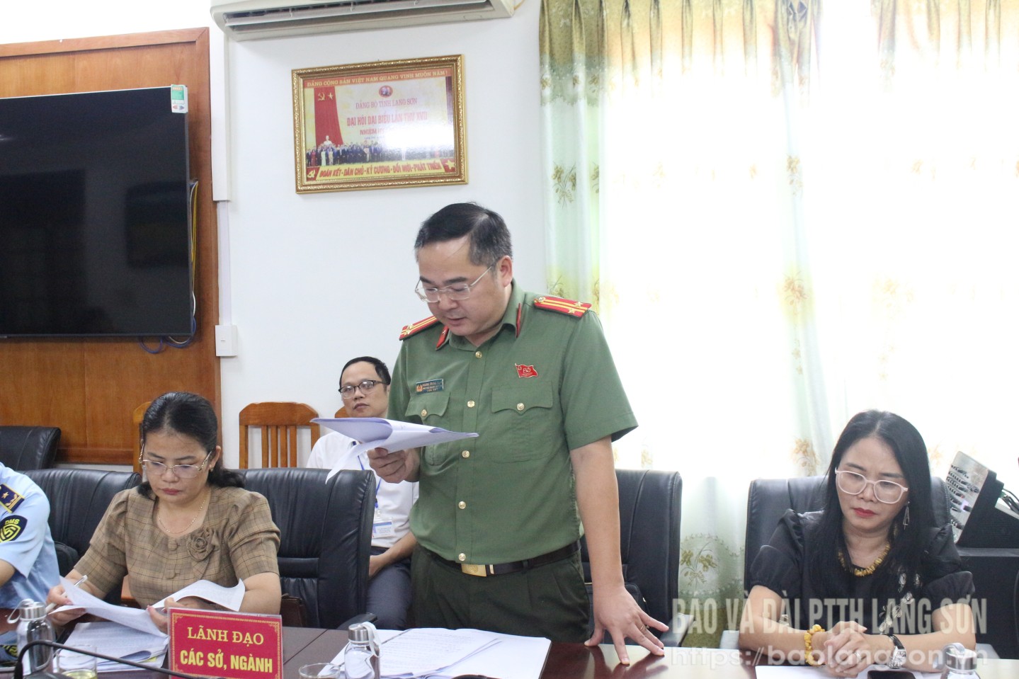 Đại diện Công an tỉnh phát biểu tại buổi làm việc