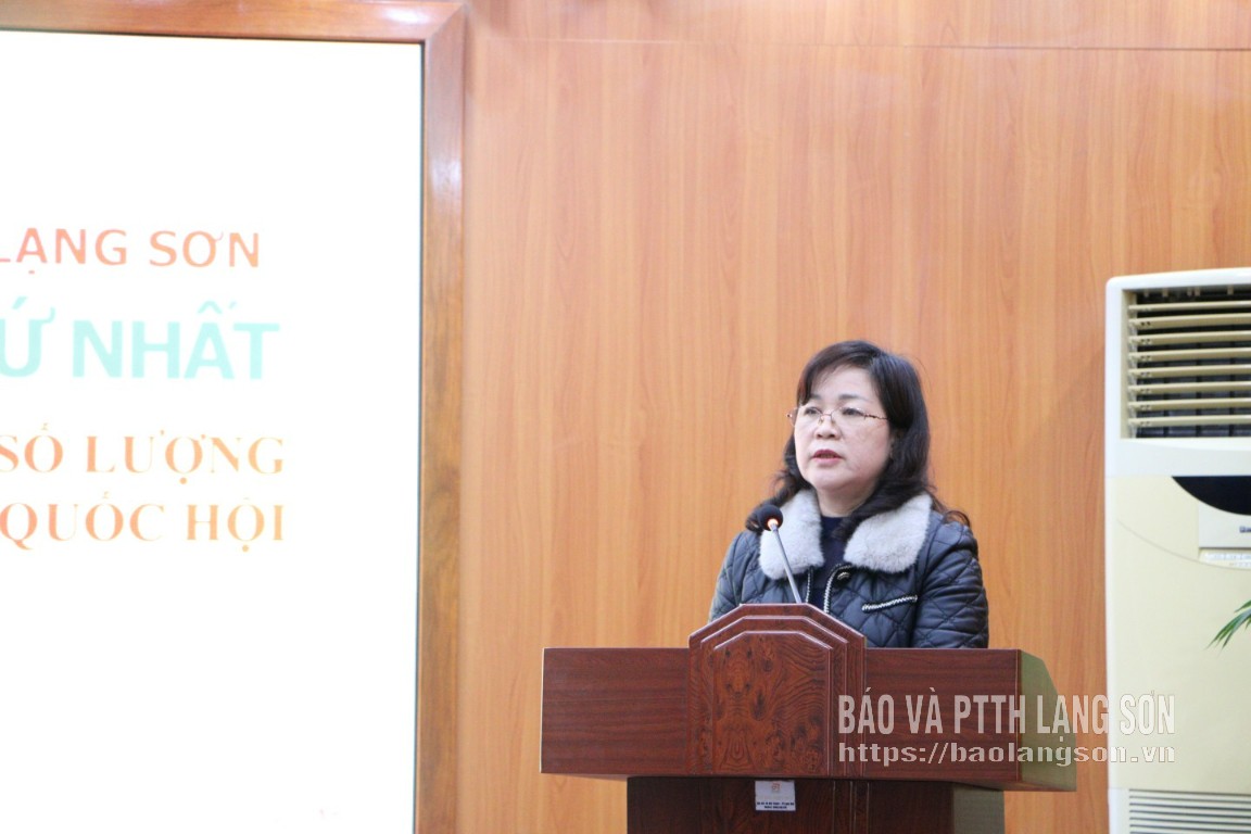 Lãnh đạo Sở Nội vụ trình bày thông báo của Ủy ban Bầu cử tỉnh về dự kiến phân bổ số lượng và cơ cấu đại biểu Quốc hội khóa XVI tại tỉnh Lạng Sơn