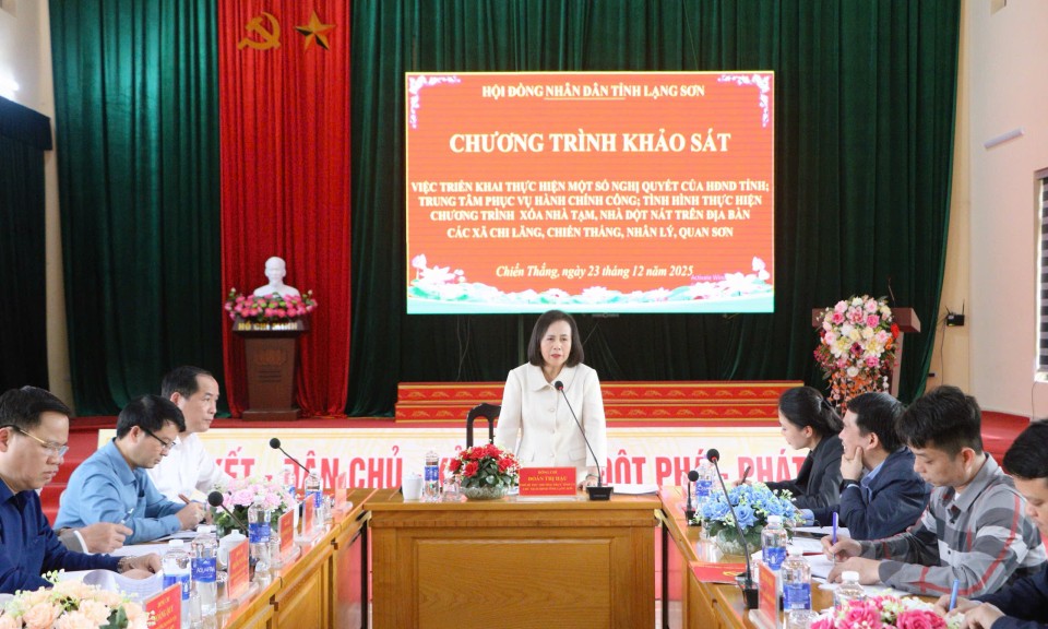 Thường trực HĐND tỉnh khảo sát tại các xã thuộc huyện Chi Lăng cũ