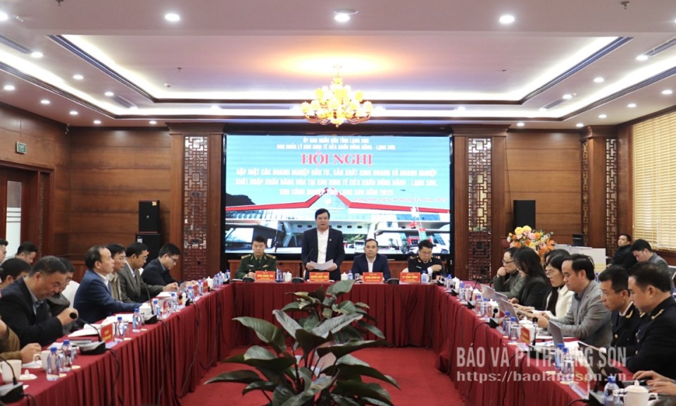 Gặp mặt c&aacute;c doanh nghiệp đầu tư, sản xuất kinh doanh tại khu vực cửa khẩu v&agrave; khu c&ocirc;ng nghiệp tr&ecirc;n địa b&agrave;n tỉnh