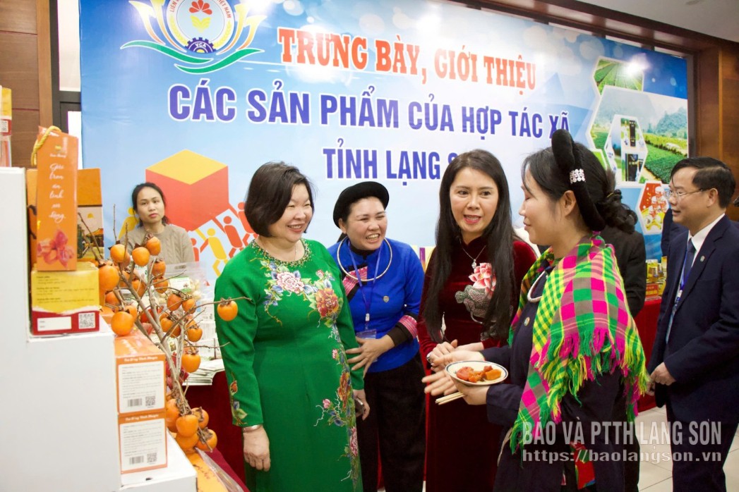 Các đại biểu tham quan gian hàng giới thiệu sản phẩm của các HTX