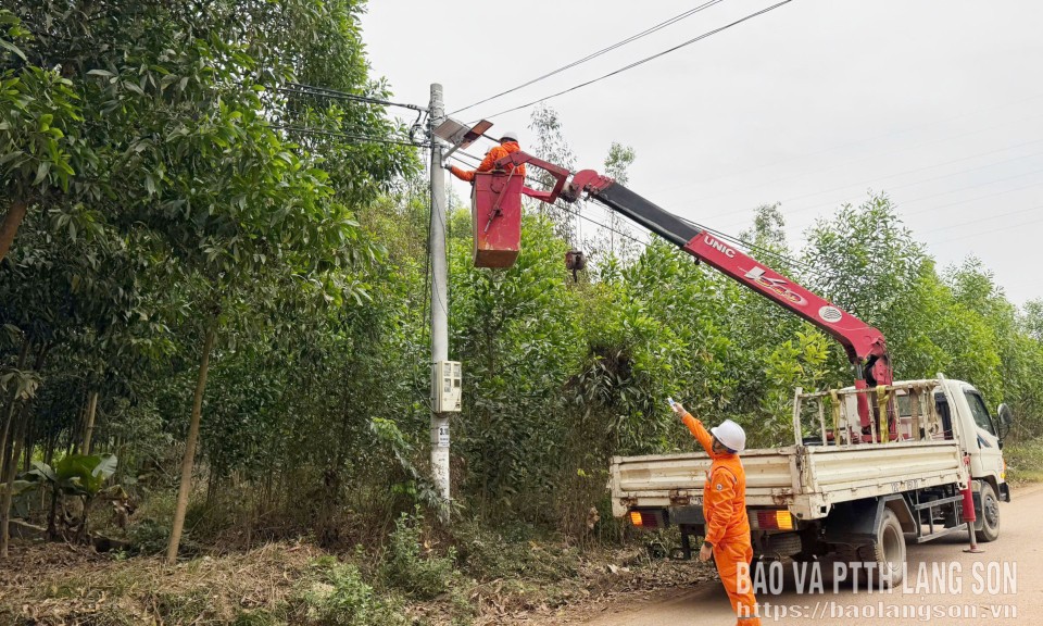 C&ocirc;ng ty điện lực Lạng Sơn hỗ trợ lắp 64 b&oacute;ng đ&egrave;n "Thắp s&aacute;ng đường th&ocirc;n"  cho 2 x&atilde;