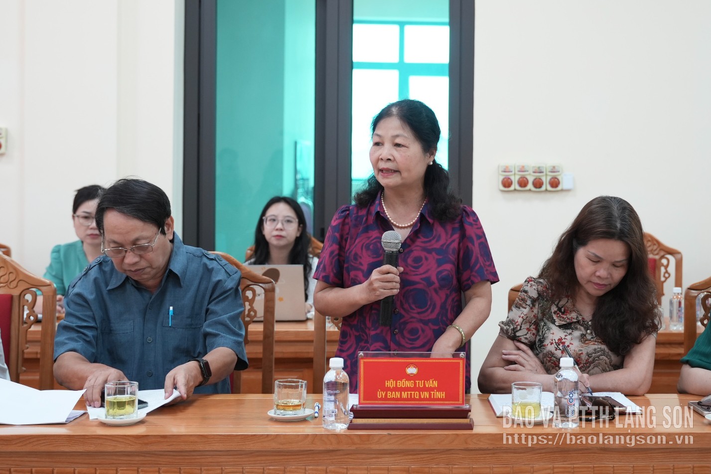 Ông Hoàng Văn Páo, Chủ tịch Liên hiệp các Hội Khoa học và Kỹ thuật tỉnh, Chủ nhiệm Hội đồng tư vấn về Văn hóa - Xã hội của Ủy ban MTTQ Việt Nam tỉnh phát biểu ý kiến phản biện tại hội nghị