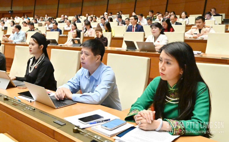 Đoàn đại biểu Quốc hội tỉnh Lạng Sơn dự phiên thảo luận tại hội trường