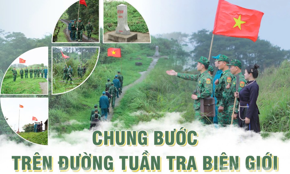 Chung bước tr&ecirc;n đường tuần tra bi&ecirc;n giới