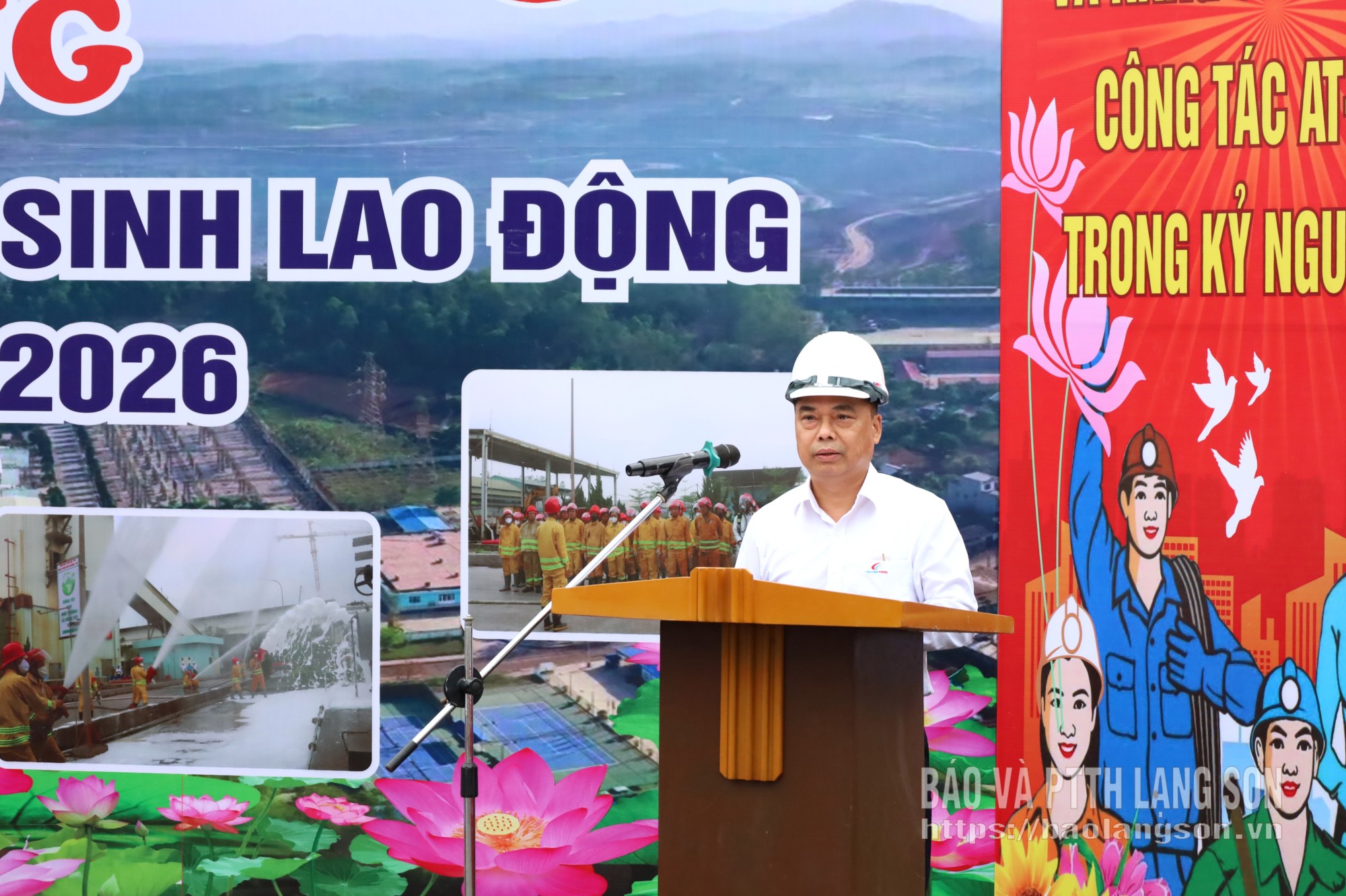 Lãnh đạo Công ty Nhiệt điện Na Dương - TKV phát biểu tại buổi lễ