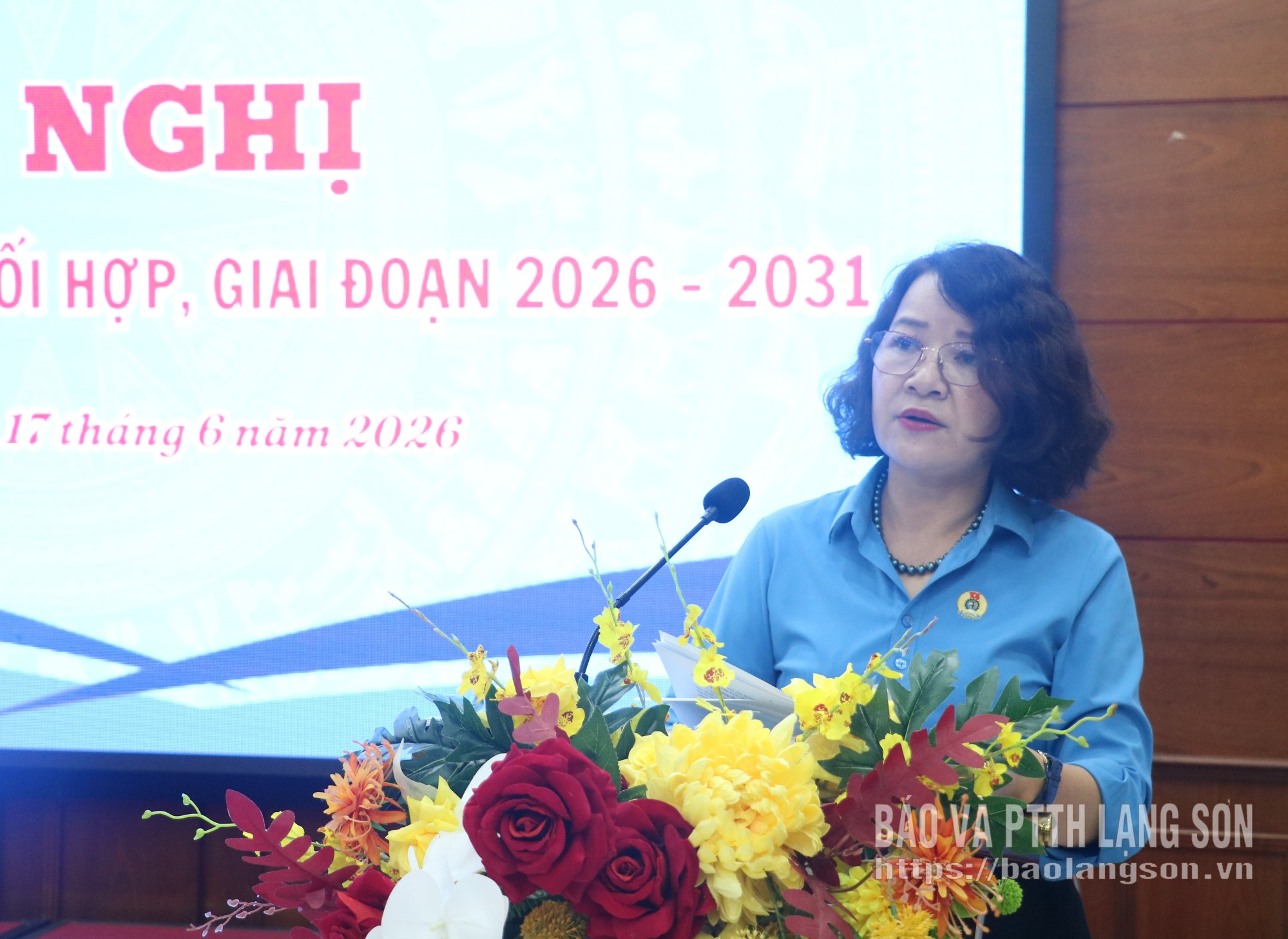 Lãnh đạo Liên đoàn Lao động tỉnh phát biểu tại hội nghị