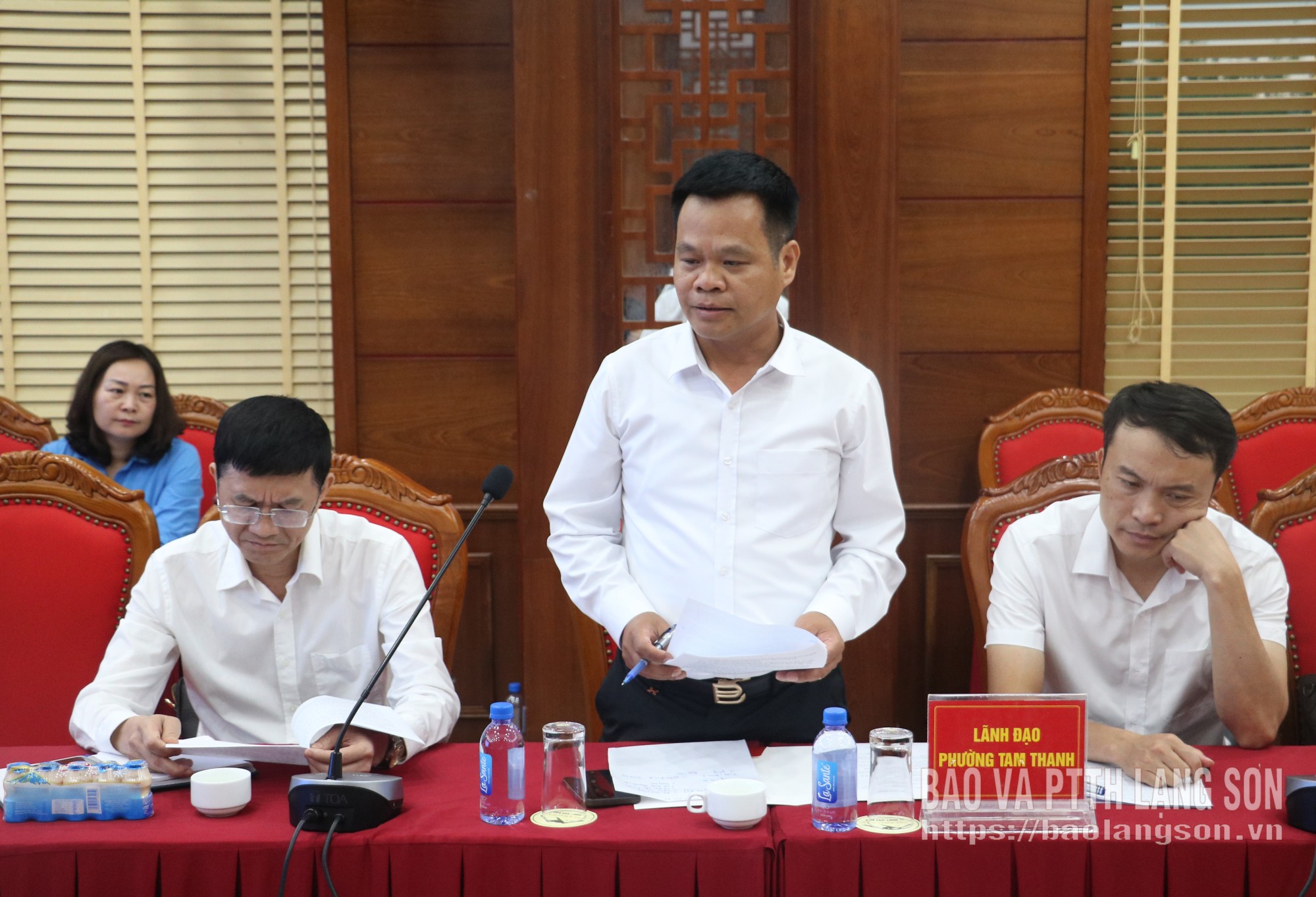 Lãnh đạo Đảng ủy phường Tam Thanh phát biểu ý kiến tại hội nghị
