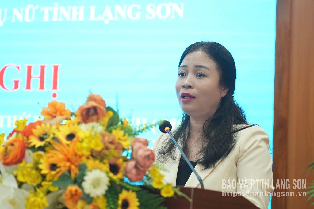 Lãnh đạo Hội LHPN tỉnh phát biểu tại hội nghị