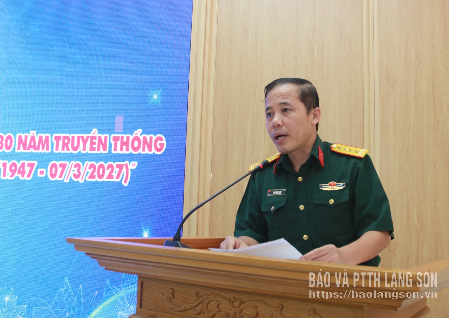 Lãnh đạo Bộ Chỉ huy Quân sự tỉnh phát biểu tại lễ phát động