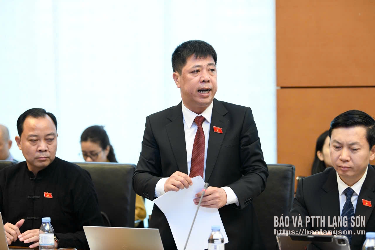 Đại biểu Phùng Đức Chính, Đoàn đại biểu Quốc hội tỉnh phát biểu thảo luận tại tổ